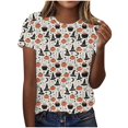 thumbnail image 2 of ersvoioy Halloween Shirt Women Funny Print Shirts Fashion Crewneck Halloween Short Sleeve Graphic Tees Fall Holiday Party Family T-Shirts Tops Multicolor S, 2 of 6