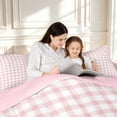 thumbnail image 4 of Manfei Modern Checkered Twin Comforter Sets,Geometric Check Bedding Set,Pink Red,Pink Reversible,2 Pieces,1 Comforter and 1 Pillowcase,2 Pieces,1 Comforter and 1 Pillowcase, 4 of 7