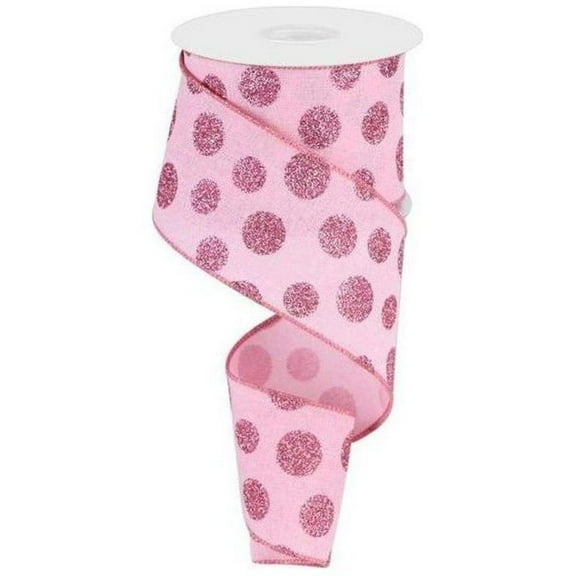 2.5" Glitter Polka Dot Ribbon: Light Pink (10 Yards)