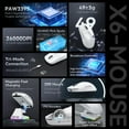 thumbnail image 5 of ATTACK SHARK X6 49g SUPERLIGHT Mouse with Magnetic Charging Dock, PixArt PAW3395 Gaming Sensor, BT/2.4G Wireless/Wired Gaming Mouse, 26000 DPI, X3 Upgraded Office Mice for Win11/Xbox/PS/Mac (White), 5 of 9