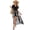 Black, variant on Women's Smocked High-Low Printed Surplice Dress with 65% rayon 30% polyester 5% spandex fabric blend for summer wear