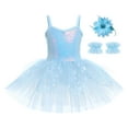 thumbnail image 2 of IBTOM CASTLE Girls Sequin Ballet Dance Dress Tutu Skirt Leotard Ballerina Fairy Princess Fancy Dress up Dancewear 7-8 Years Blue, 2 of 8