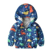 BJYX Toddler Boy Dinosaur Print Hooded Jacket