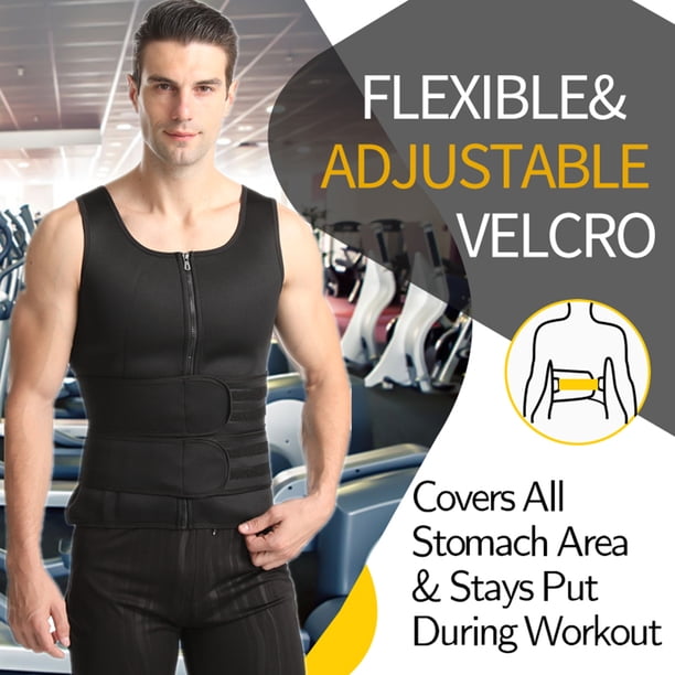 Corsé con control de barriga para hombre chaleco moldeador de cuerpo de neopreno con cremallera cinturón doble ajustable