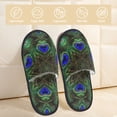 thumbnail image 2 of Bixox Men's Women's Peacock Feathers Patterned Plush House Slippers, Memory Foam Slippers, Indoor and Outdoor Warm Plush Bedroom Shoes, Soft Flat Sole, Comfortable and Non-slip, 2 of 5