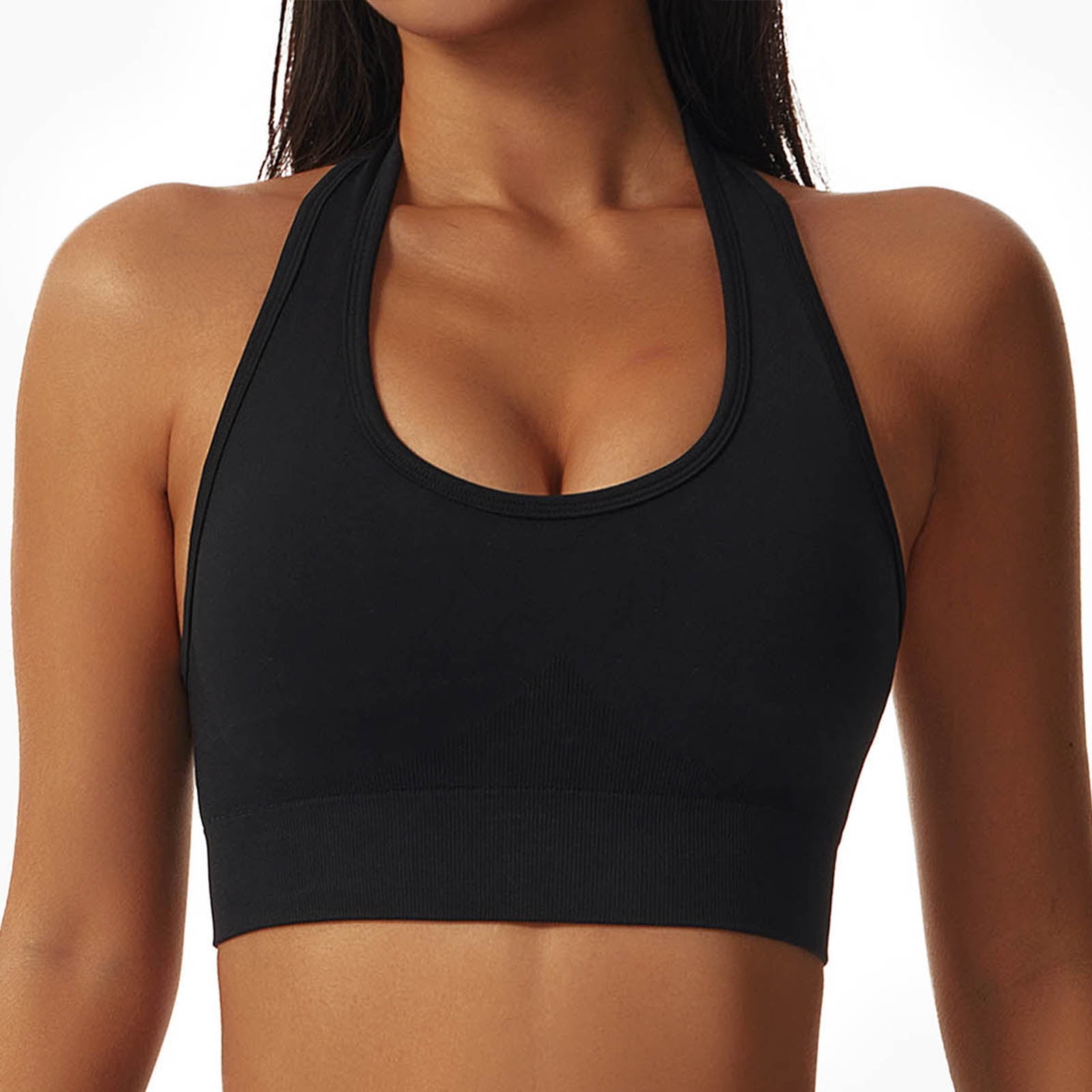 SEARCHI Halter Neck Sports Bras Women Sexy Cute Wirefree Mid Yoga Bras