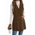 thumbnail image 1 of Vestido de Mujer Color Caqui con Bloques de Color, Otoño, Larga, Rayas, Blazer Falso para Mujer. Café L, 1 of 10