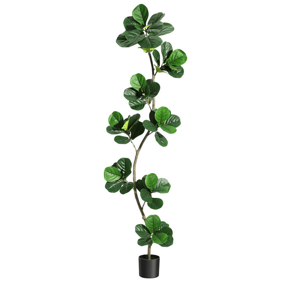 JoanKaren 5FT Artificial Fiddle Leaf Fig Tree,Fake Plant with Black Nursery Planter, Large Fake Tree for Home or Office Decor - Artificial Plants Indoor Outdoor,Housewarming Gift