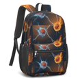 thumbnail image 2 of Basketball and Lightning Black Pattern 17" School Backpacks for Teens,Waterproof Oxford Fabric,S-Shape Padded Straps for School,Travel,Hiking,Camping, 2 of 6