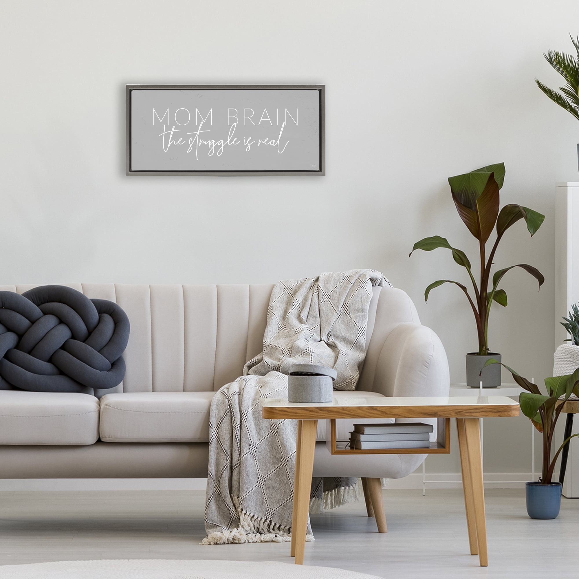 Stupell Industries Mom Brain Struggle Gray Framed Floater Canvas Wall Art, design by Lux + Me Designs