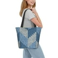thumbnail image 2 of Cauagu Cozy Knitted Blue Chevron Print Canvas Aesthetic Tote Bag for Women Beach Bag Shopping Bags Shoulder Bag Reusable Grocery Bags, 2 of 7