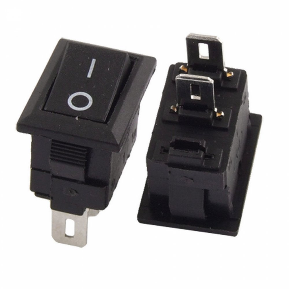 2x SPST On/Off Black Square I/O Rocker Switch Mini Small 12V Automotive