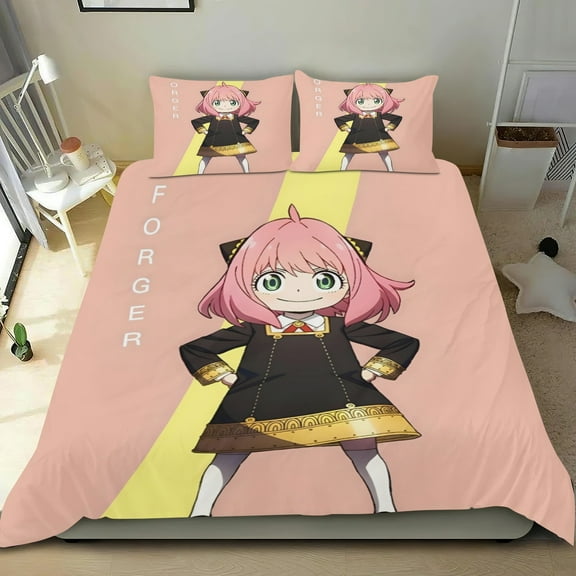 Spy Family Themed Bed Sheet Set Three Piece Set 53x79 Inches Comfortable And Skin Friendly Unique Design Creating A Star Studded Night