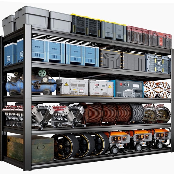 PMKES 67" W Garage Shelving 5 Tier Heavy Duty Storage Shelves 3000LBS Adjustable Metal Shelving Unit for Storage Rack 67" W x 20" D x 84" H