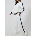 thumbnail image 4 of SHEWIN Womens Sweatsuits 2 Piece Set Fleece Lined Outfits Crew Neck Colorblock Long Sleeve Sweatshirt Jogger Pants Tracksuit Set with Pockets, 4 of 9