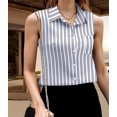 thumbnail image 4 of Camisas Sin Mangas con Botones para Mujer, Blusas Informales de Negocios con Cuello en V y Cuello Halter. Azul L, 4 of 8