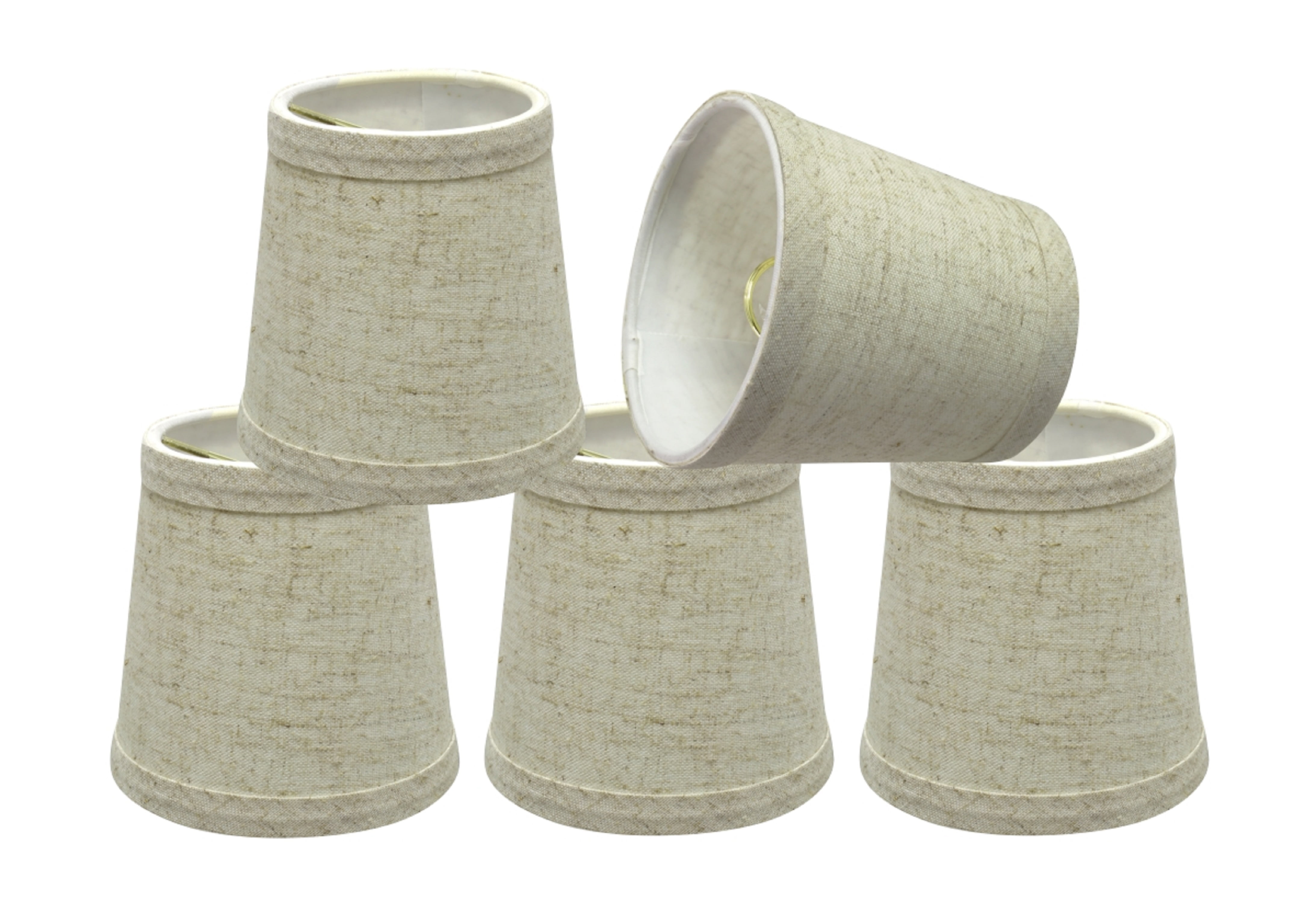 Set of 5 Beige Linen Empire Mini Chandelier Lamp Shades