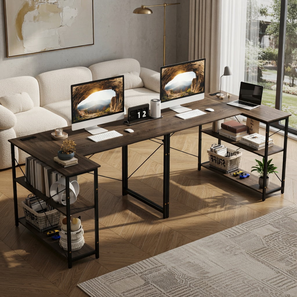 Demi Bonn 48" Reversible L Shaped Computer Desk with Adjustable Shelf, Small Home Office Desk Study Writing Table, Gray