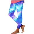 thumbnail image 2 of Starry Sky Print High Rise Leggings for Women Soft Stretch Yoga Pants Slimming Galaxy Pattern Activewear, 2 of 5
