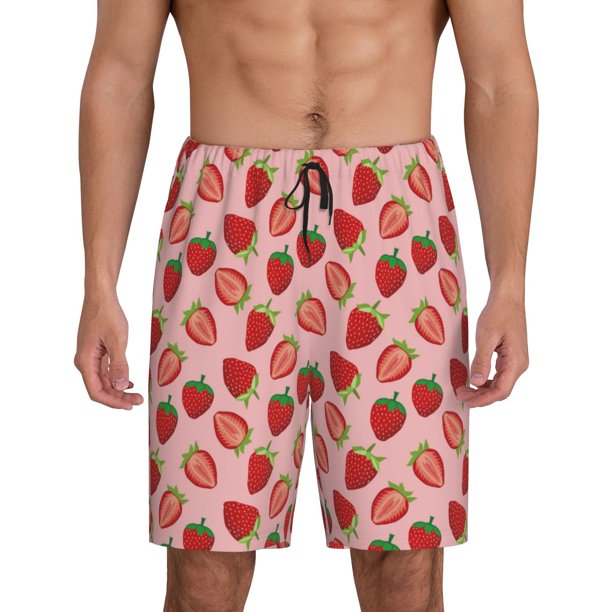 Fotbe Strawberries Pantalones Cortos de Pijama para Hombre, Ropa de Dormir, Pantalones de Pijama Cortos para Hombre-XX-Large