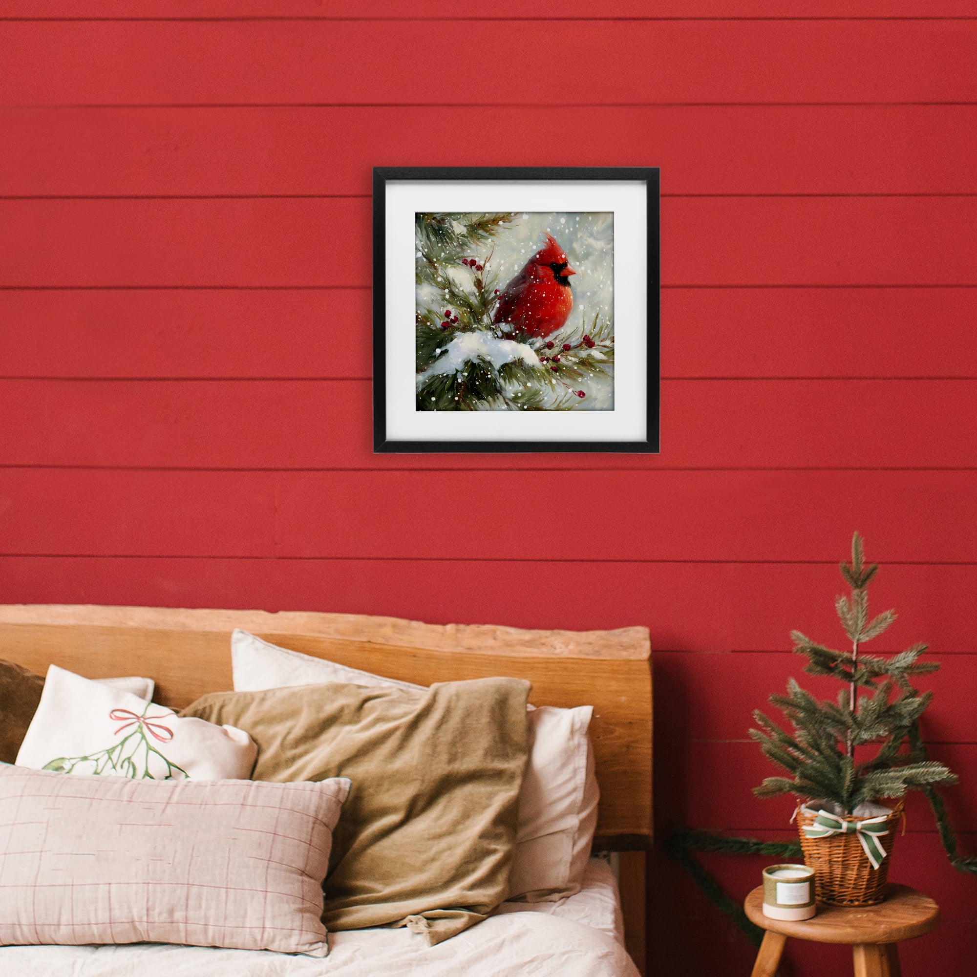 Stupell Industries Winter's Red Jewel Black Framed Print Under Glass, design by Tina LeCour