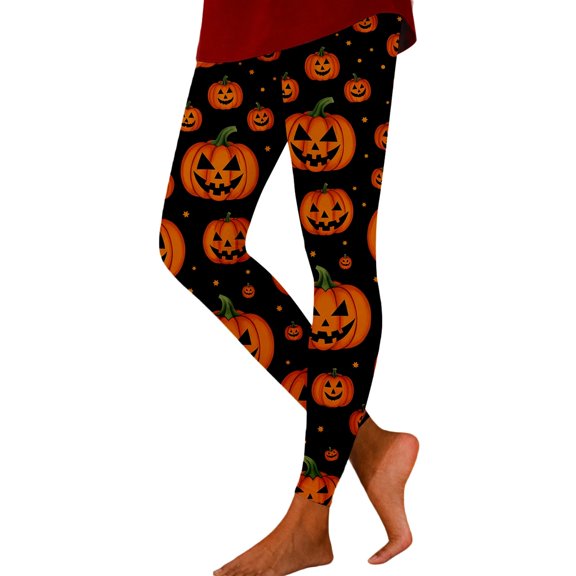 Womens Halloween High Waist Yoga Leggings, Full Length Tummy Control Workout Pants with Pockets Athletic Activewear