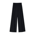 thumbnail image 4 of Plebaso Womens Silk Wide Leg Pants Loose Solid Color High Waist Drape Pants Ladies Casual Long Trousers, 4 of 5
