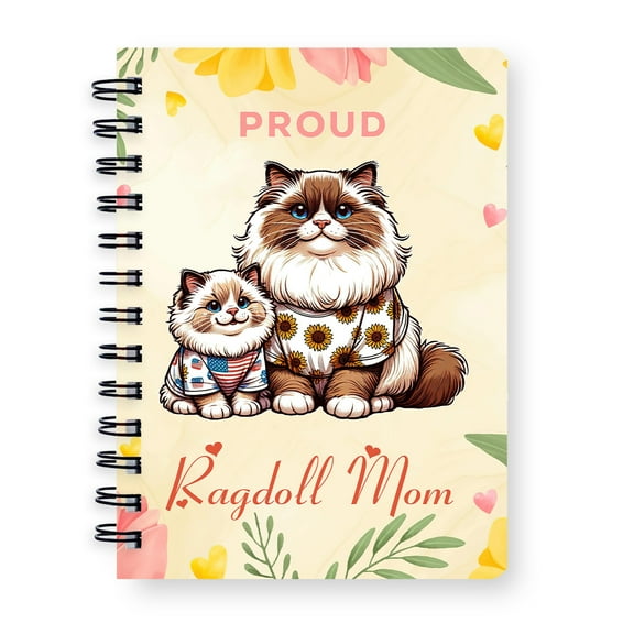 Happy Mother's Day Proud Ragdoll Mom Spiral Bound Journal Cat Lover Kitten Owner Gifts Idea 5x7in Spiral Notebook - 03003