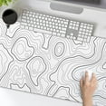 thumbnail image 2 of White Topographic Contour Gaming Mouse Pad 35.4 X 15.7 Inch XXL Geographic Map Lines Full Des Mousepad Extended Large Non-Slip Rubber Base Keyboard Mat with Stitched Edges for Home Office, 2 of 6
