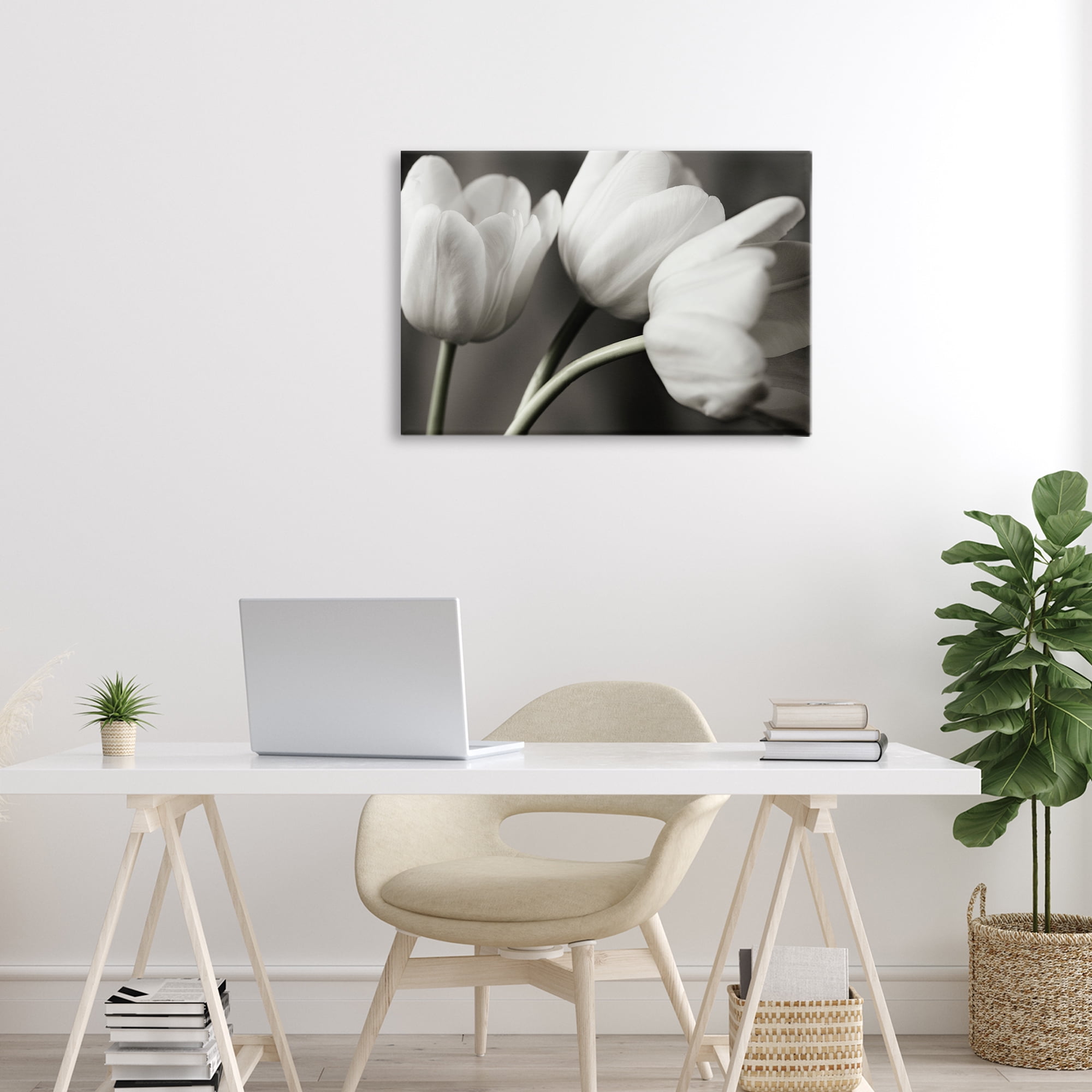 Stupell Industries Row Of Monochrome Tulips Canvas Wall Art, design by Tom Quartermaine