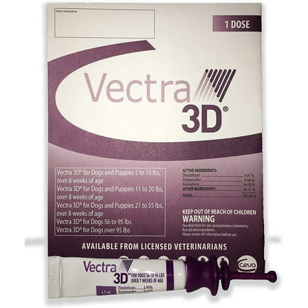 Vectra 3D Flea  Tick Treatment for Dogs 56-95lbs 1 Dose