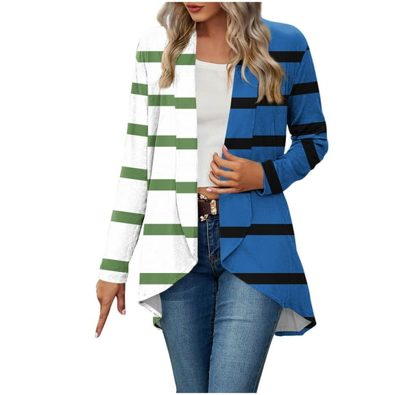 Jtjvou Soft Thin Cardigans Lightweight Cardigan for Women Plus Siz High Low Hem Breathable Cover Ups Dusters Tops Open Front Casual Loose Trendy Long Sleeve Blue L