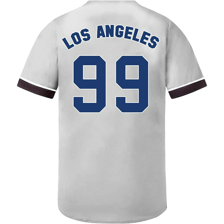  TIFIYA Los Angeles 99 Stripes Printed Baseball Jersey LA  Softball Jersey Short Sleeve Button Down Shirts for Young Men Women  T048-Grey-S : Clothing, Shoes & Jewelry