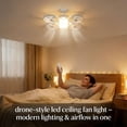 thumbnail image 4 of BotaniNest Drone Style LED Ceiling Fan Light Three Adjustable Color Modes Modern Drone Shaped Ceiling Fan Lamp E27 Lamp Holder Remote Control Extension Rod Suitable For Bedrooms Living, 4 of 6