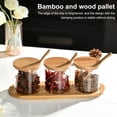 thumbnail image 4 of CNKOO 6 PCS Condiment Jar with Bamboo Lid Glass Seasoning Container with Spoon Tray for Home Kitchen Salt Sugar Pepper Spice, 4 of 10