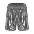 thumbnail image 3 of iiniim Men's Shiny Metallic Disco Shorts Loose Fit with Side Pockets for Casual Daily Party Wear Silver M, 3 of 7