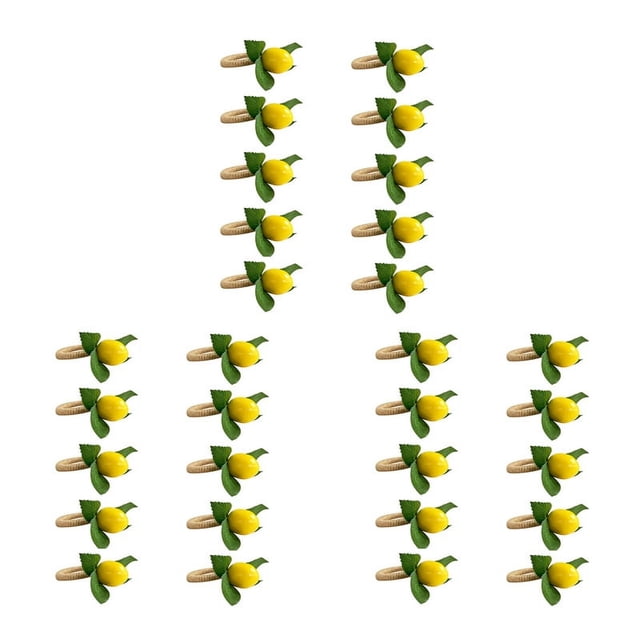 30 Piezas Anillos de Servilleta Hechos A Mano Amarillo de Imitación de Limón con Anillo de Servilleta de Vid para Boda, Cena, Banquete, Servilleta