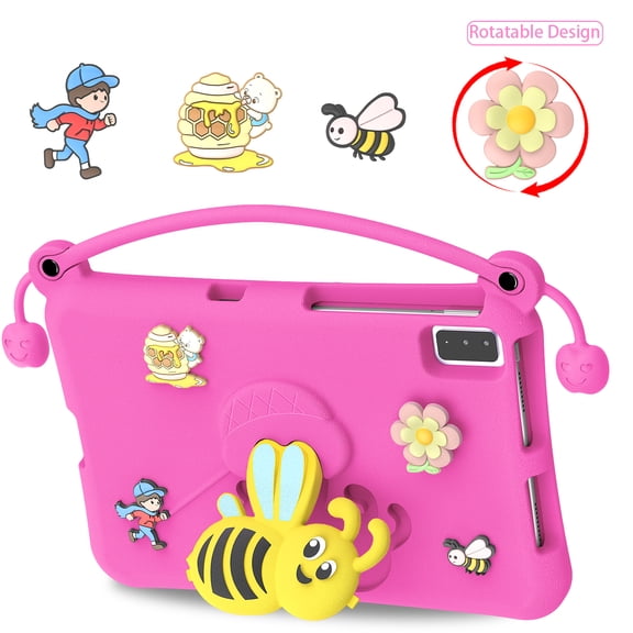Decase EVA Tablet Case for Samsung Tab S6 Lite 10.4" 2025/2024,Unique Kids Little Bee Pattern Tablet Case with Handle,Shock-Absorbent Stand Cover for Lenovo Tab M10 /K10 10.3",Rosered