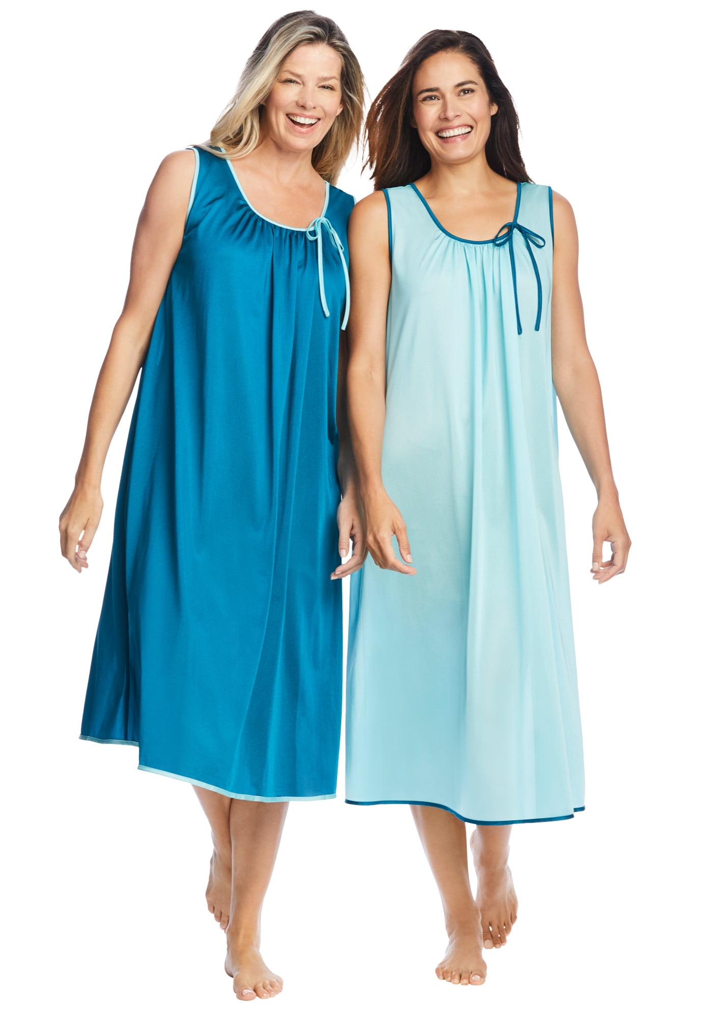 Only Necessities Women's Plus Size 2Pack Sleeveless Nightgown Nightgown
