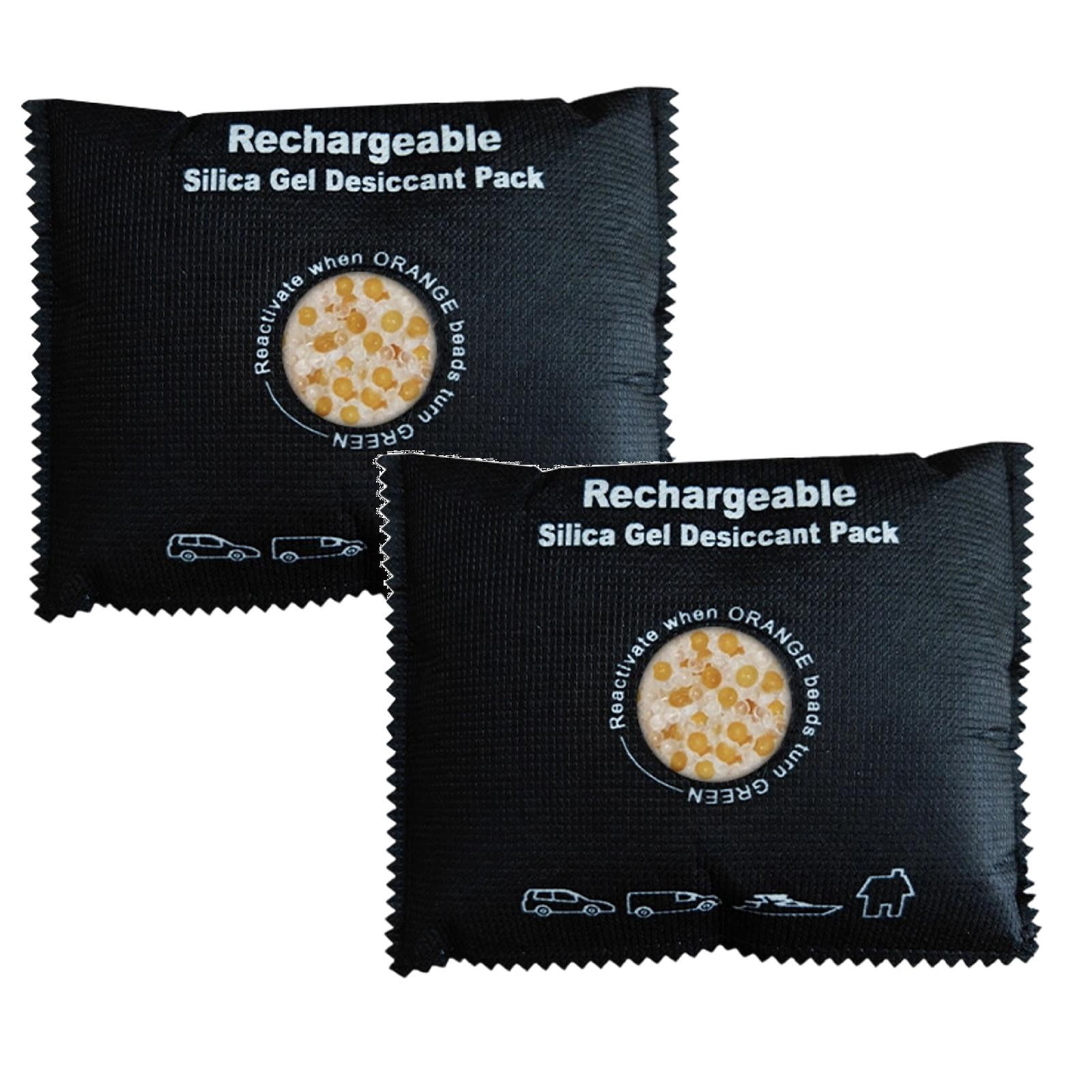 Reusable Silica Gel Desiccant Packs, Rechargeable Dehumidifier Moisture Absorbers with Color Indicator for Storage, Suitcases, 3D Printing Filaments, Electronics, Car, 2 Pcs, 6.88x5.78"
