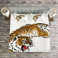 thumbnail image 3 of Ambesonne Tiger Quilted Bedspread Set 3 Pcs, Japanese Hand Drawn, King Size, Black Pale Brown, 3 of 3