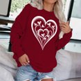 thumbnail image 2 of UPPADA Womens Love Heart Graphic Sweatshirt Long Sleeve V-Neck Pullover Top with Elbow Patches Ideal Valentine Gift for Her Wine,S, 2 of 7