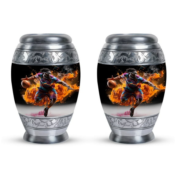 Basketball Urn For Male Adult - Companion Cremation Urns For Men - Human Urns For Ashes - 3 Inch, Pack Of 2 - Funeral Urn Ashes - Small Keepsake Urn - Little Keepsakes - Burial Urn For Ashes