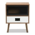 thumbnail image 3 of Baxton Studio Hubbard Mid-Century Modern Two-Tone Natural Brown and White Finished Wood and Black Metal 1-Drawer, 3 of 7