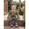 thumbnail image 4 of BemeyourBBs Newborn Baby Hunting Deer Outfit Infant Baby Girl Spring Fall Winter Outfit Long Sleeve Romper Jungle Camouflage Pants Headband 3Pcs Set, 4 of 10