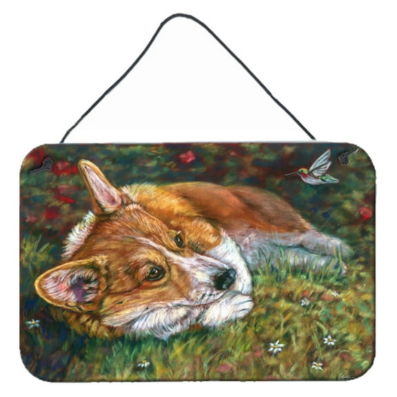 Carolines Treasures 7326DS812 Corgi Pastel Hummingbird Wall or Door Hanging Prints 8x12 multicolor