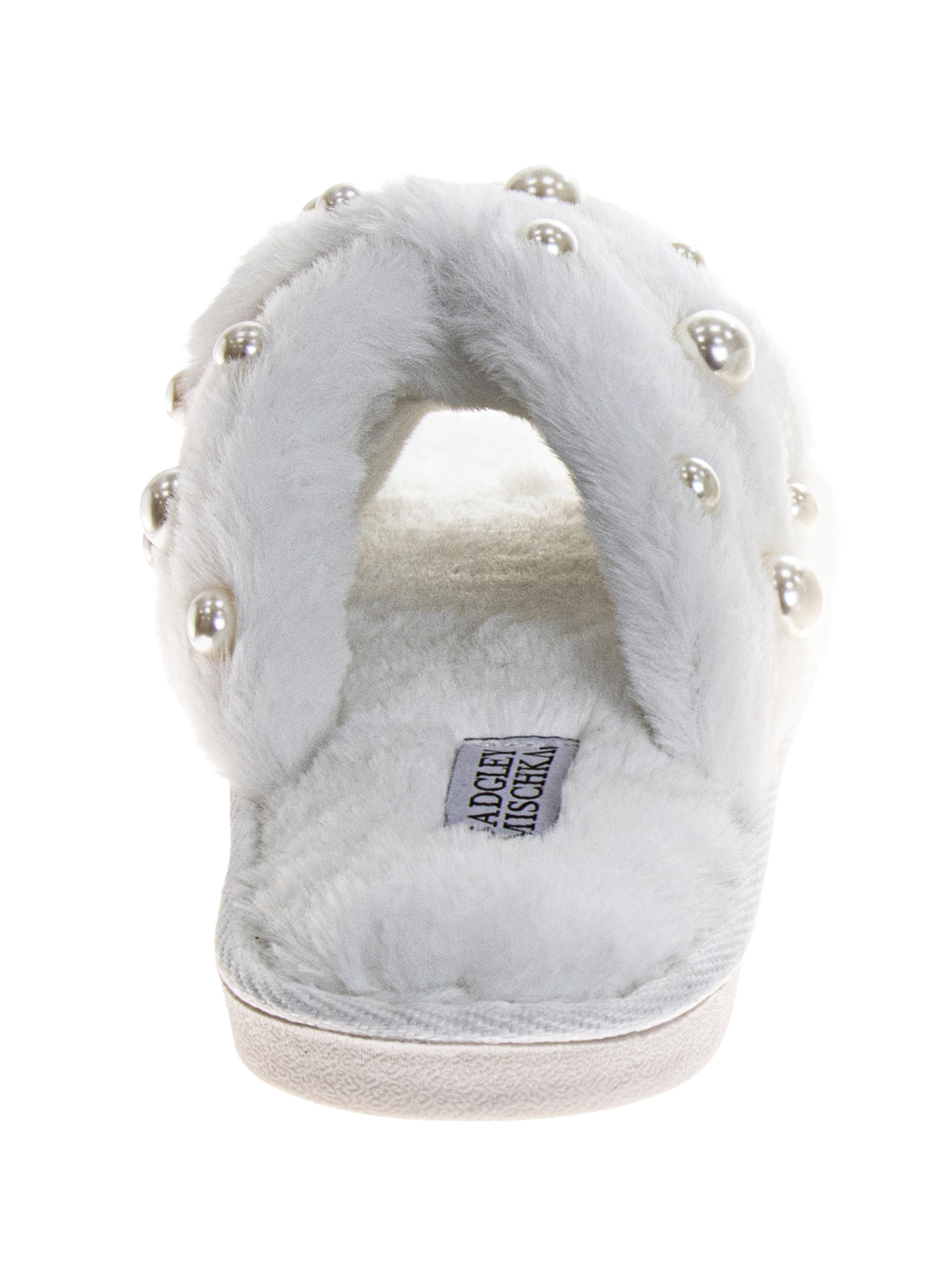 Badgley Mishka Women's Cross Strap Slippers with Pearls Details