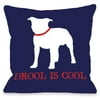 "Drool Is Cool Bulldog" Indoor Throw Pillow by OneBellaCasa, 18"x18"
