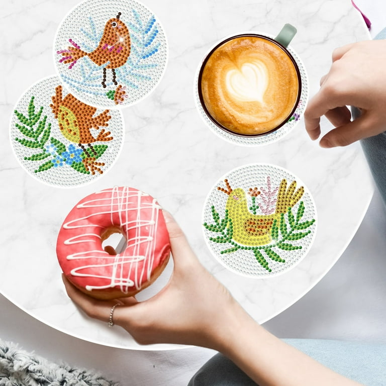 8 PCS Diamond Painting Coasters with Holder, DIY Marble Cup Coasters  Diamond Art Kits with Diamond Painting Pen, Shining Drink Coasters Cork  Base, Arts and Crafts for Adults Kids (Marble Style) 
