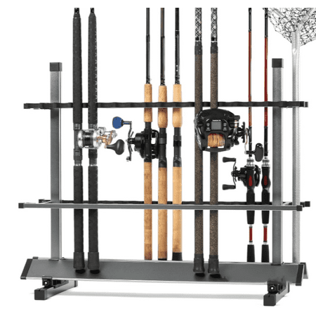 Vinsco Fishing Rod Rack Holder Organizer 24-48 Slots to Hold Fresh Salt Water Spinning Rods & Reel Combo Lightweight Aluminum Vertical Fish Pole Garage Storage Ground Display Stand